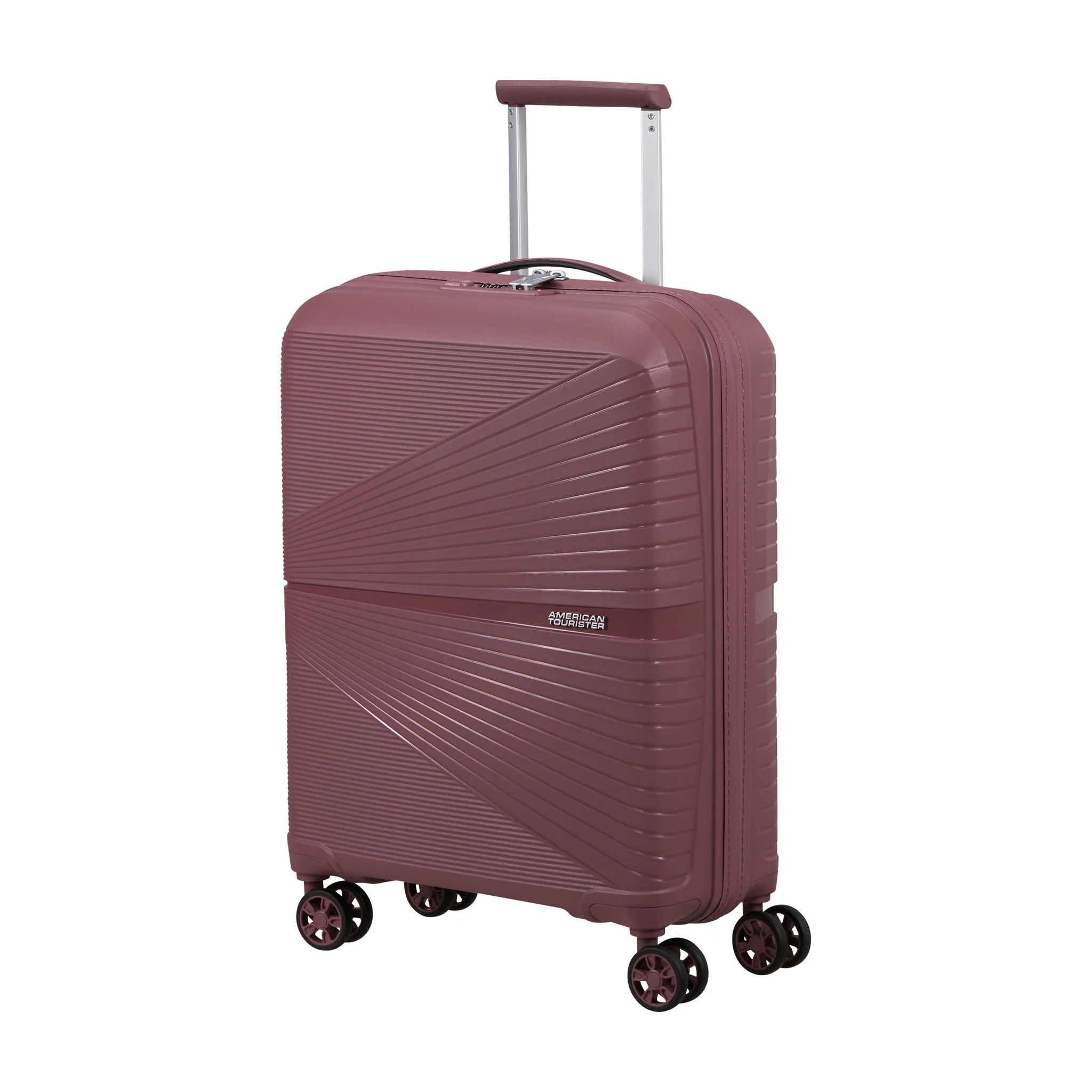 Vista di tre quarti di American Tourister Airconic Trolley (4 Ruote) - Galactic Mauve