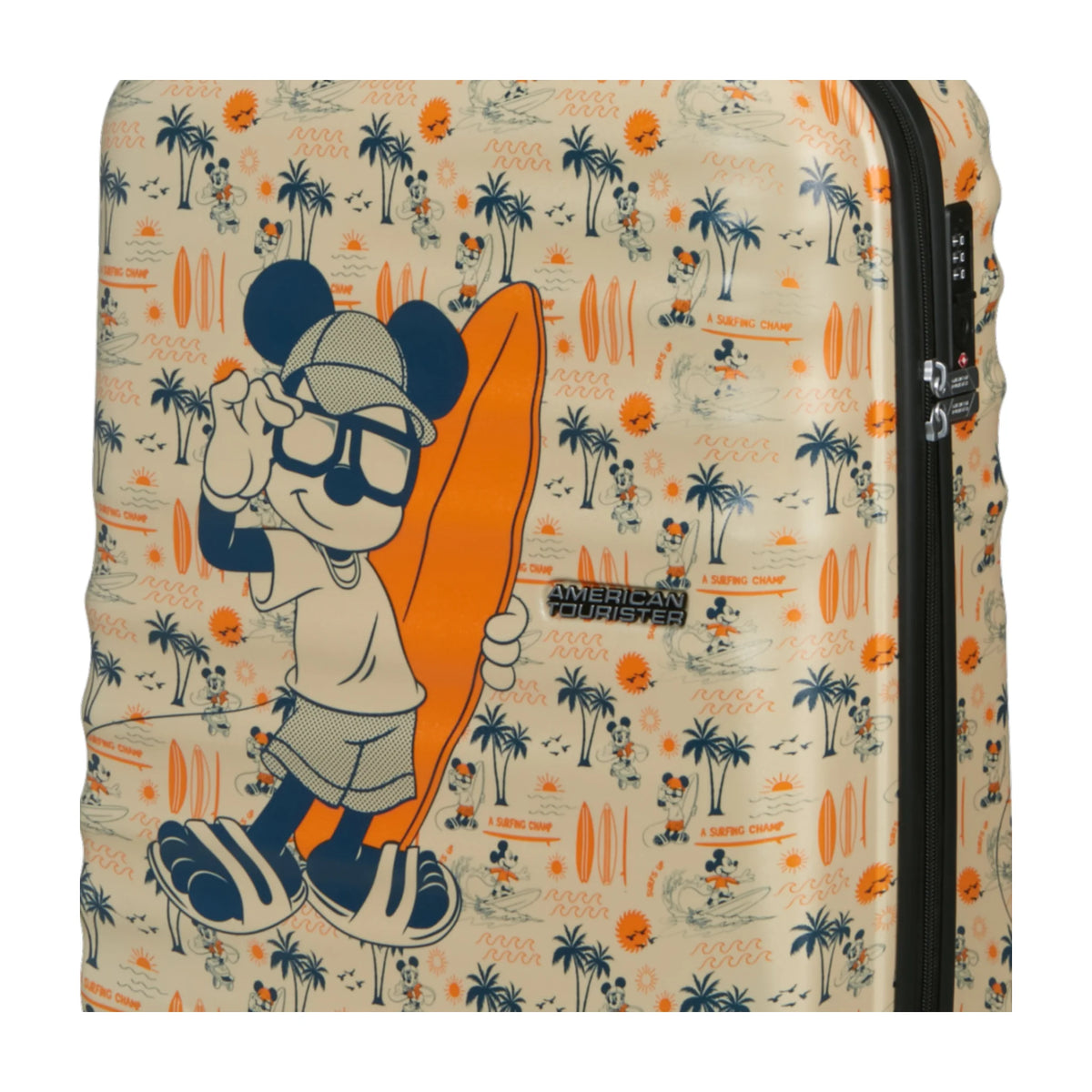 Dettaglio finiture e hardware di American Tourister Disney Wavebreaker Trolley (4 Ruote) - Mickey Super Surfer