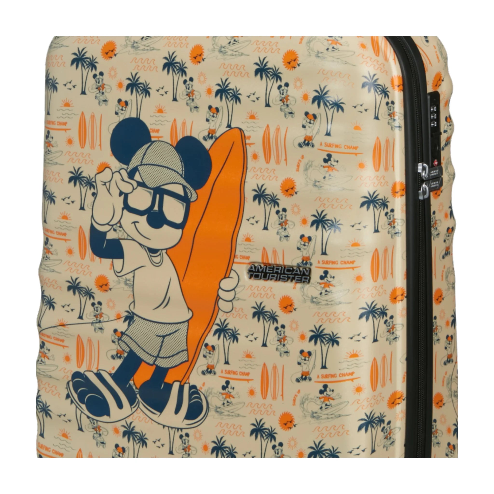 Dettaglio finiture e hardware di American Tourister Disney Wavebreaker Trolley (4 Ruote) - Mickey Super Surfer