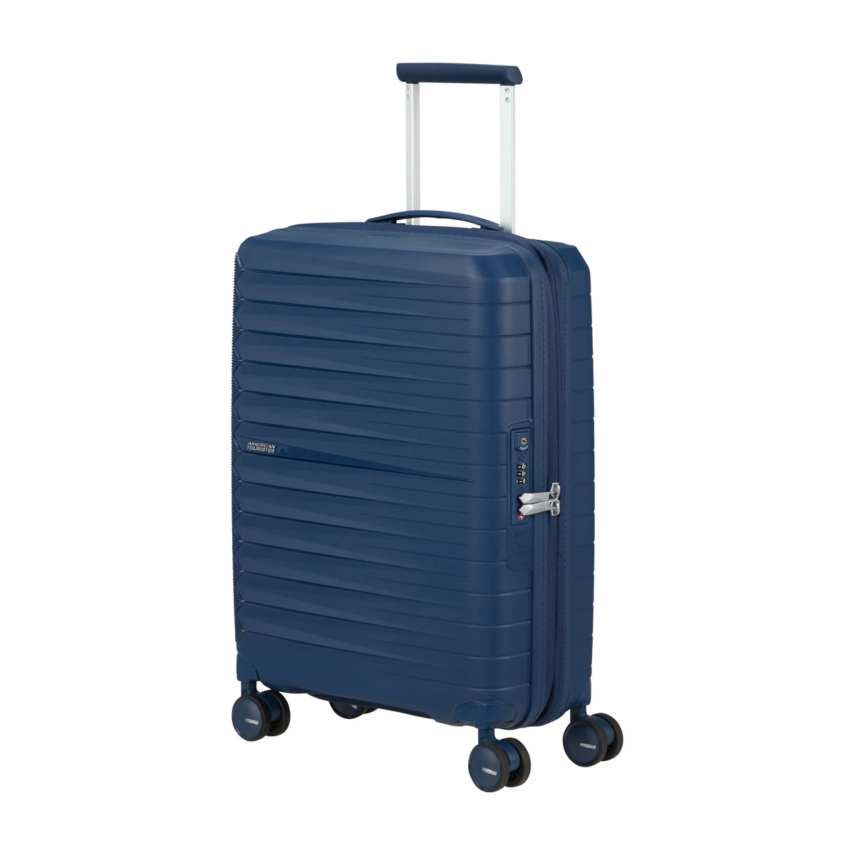 Vista di tre quarti di American Tourister Fastforward Trolley (4 Ruote) - Navy Blue