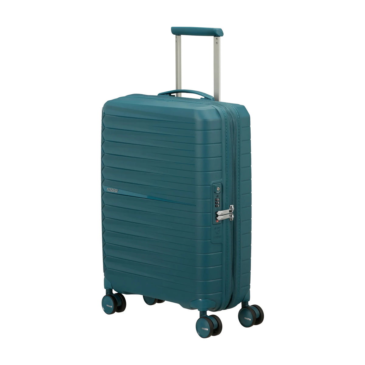 Vista di tre quarti di American Tourister Fastforward Trolley (4 Ruote) - Totally Teal