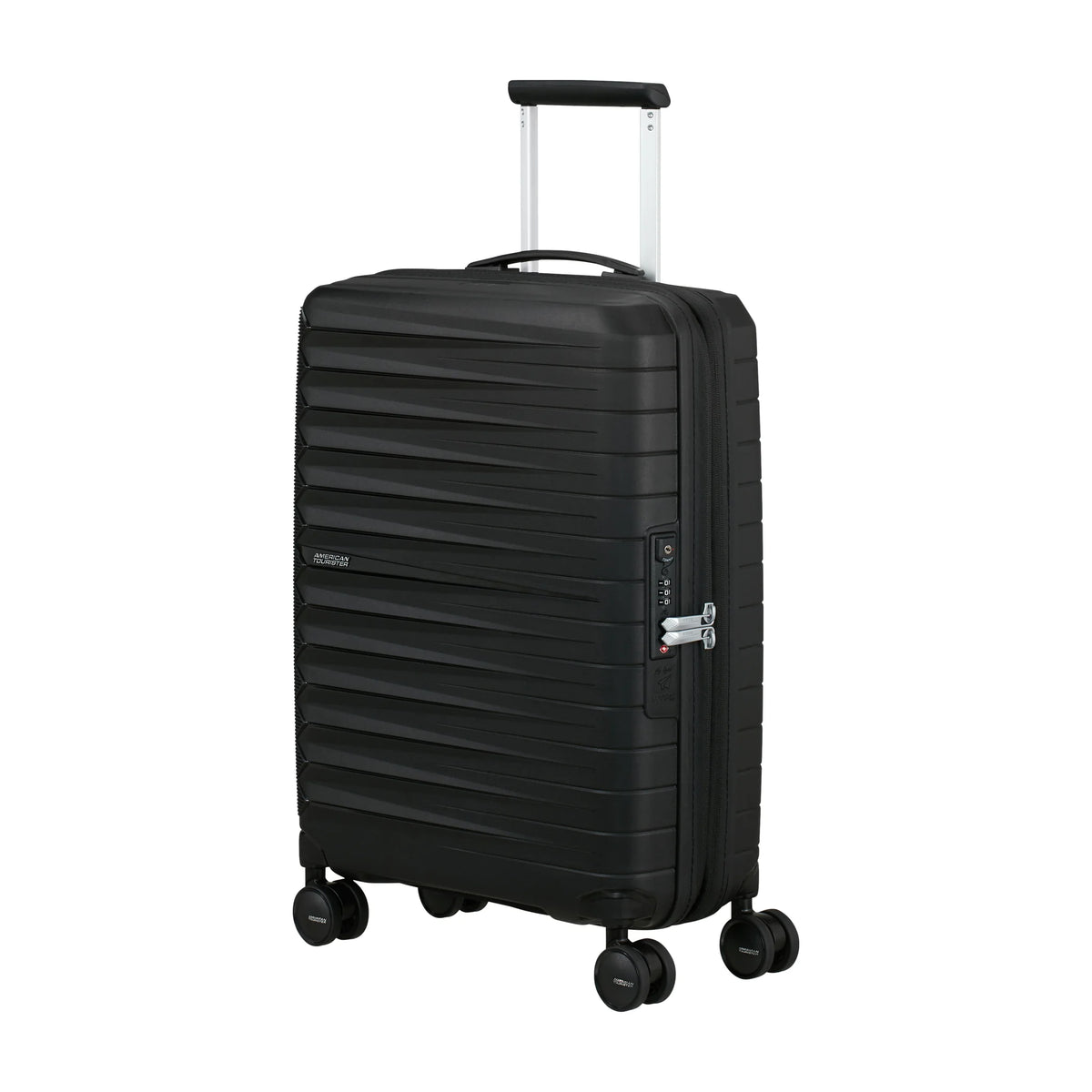 Vista di tre quarti di American Tourister Fastforward Trolley (4 Ruote) - Flash Black