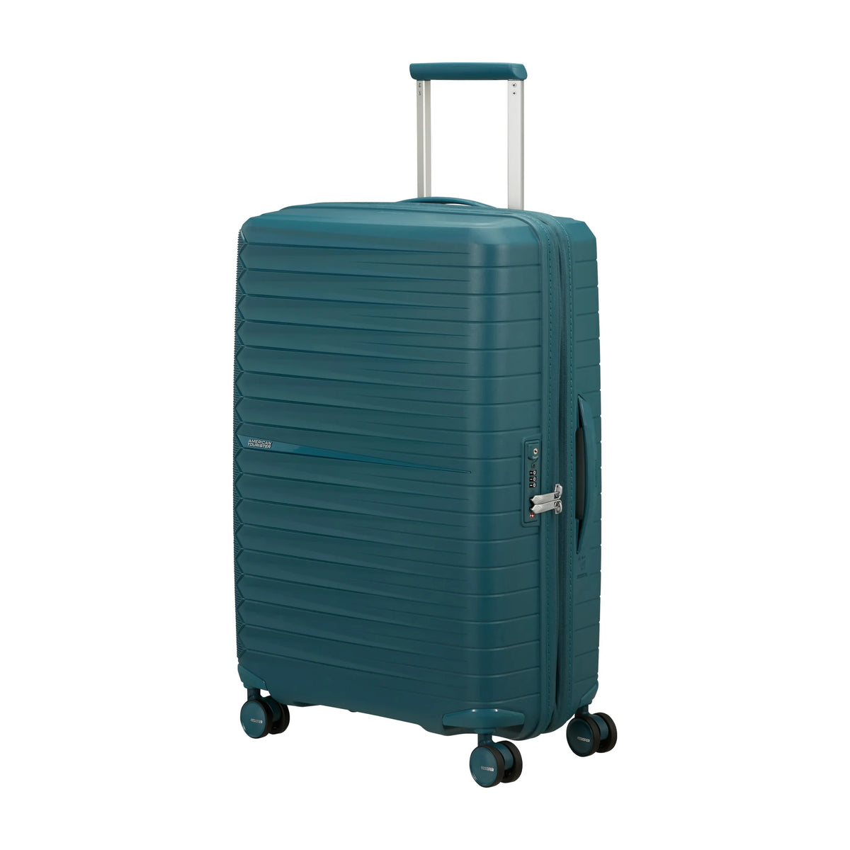 Vista di tre quarti di American Tourister Fastforward Trolley (4 Ruote) - Totally Teal