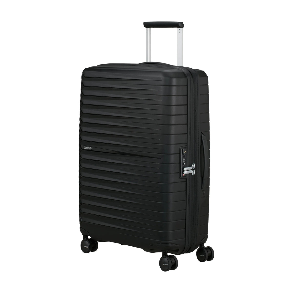 Vista di tre quarti di American Tourister Fastforward Trolley (4 Ruote) - Flash Black