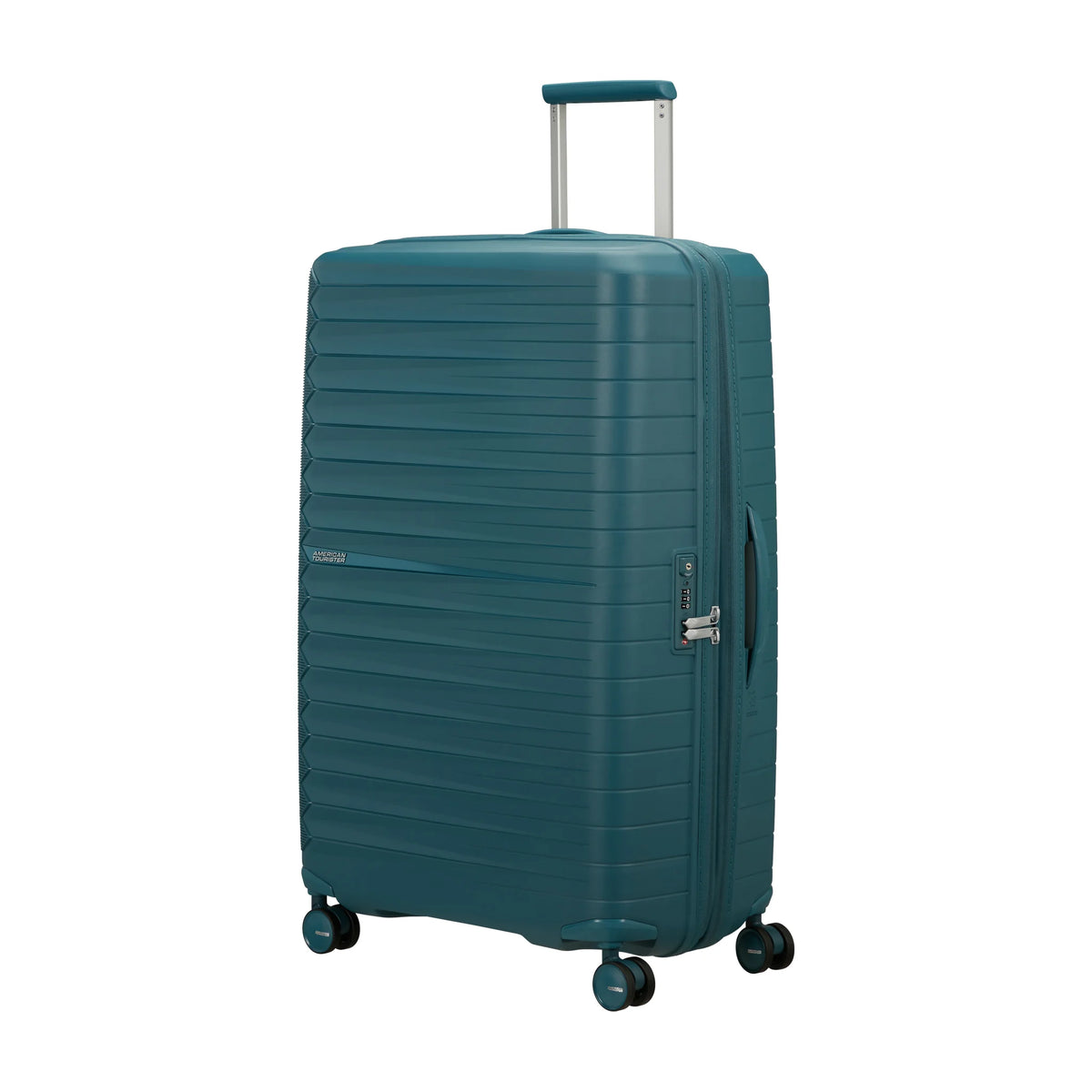 Vista di tre quarti di American Tourister Fastforward Trolley (4 Ruote) - Totally Teal
