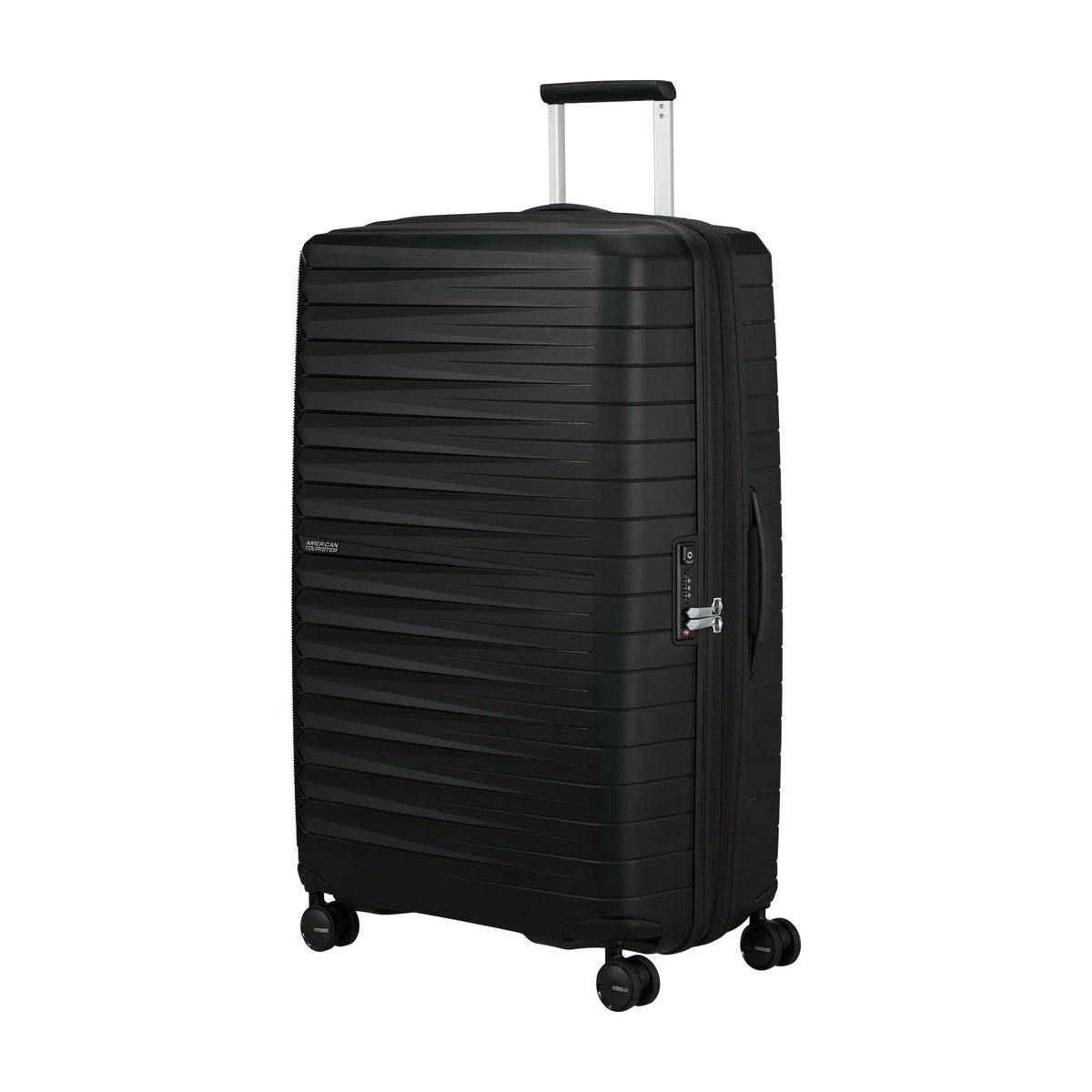 Vista di tre quarti di American Tourister Fastforward Trolley (4 Ruote) - Flash Black