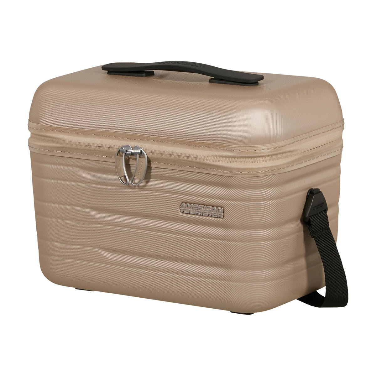 Vista di tre quarti di American Tourister Flashline Beauty Case - Ivory Gold