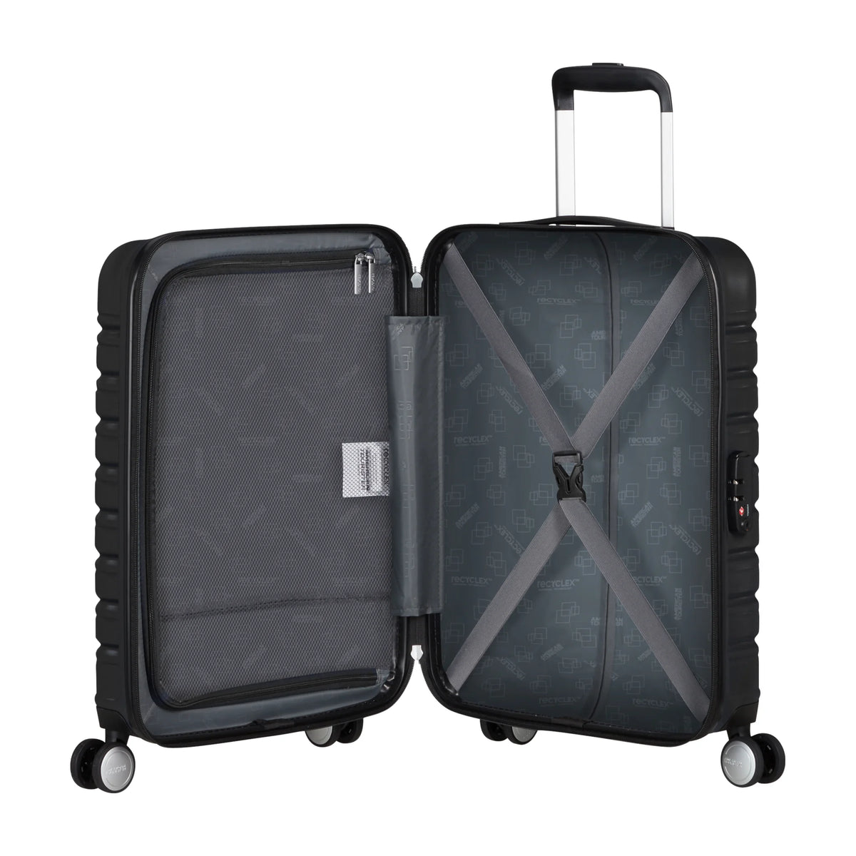 Organizzazione interna e scomparti di American Tourister Flashline Trolley (4 Ruote) - Shadow Black
