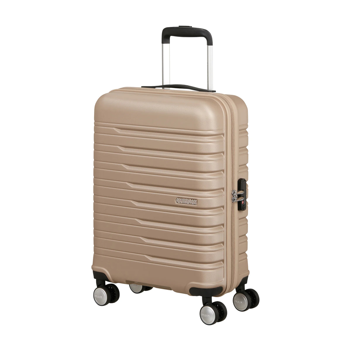 Vista di tre quarti di American Tourister Flashline Trolley (4 Ruote) - Ivory Gold