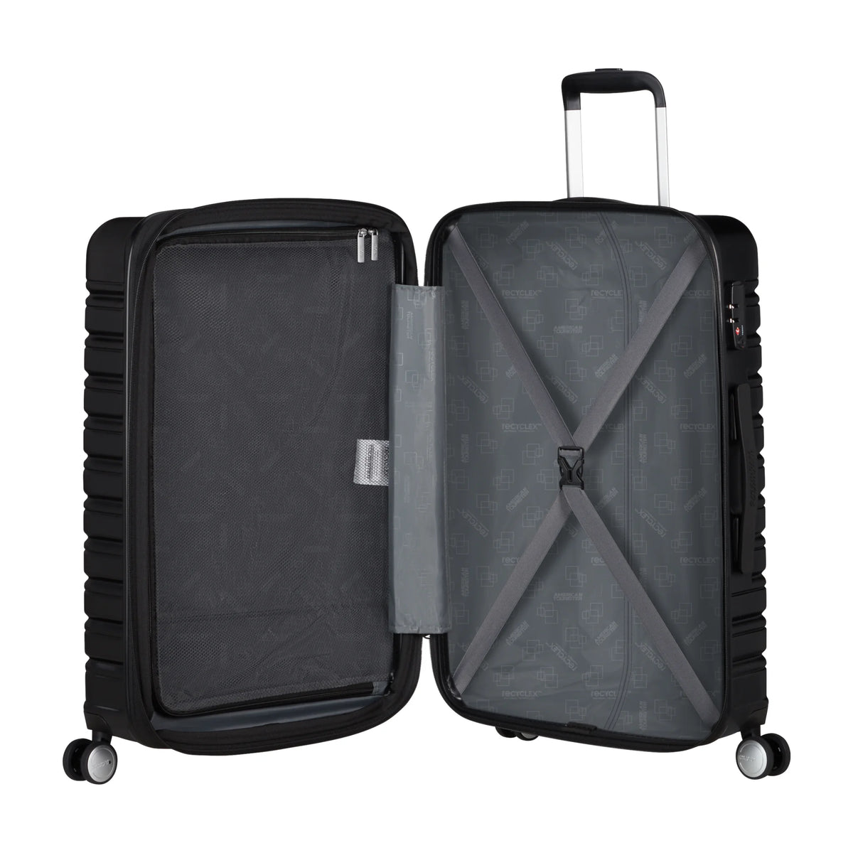 Organizzazione interna e scomparti di American Tourister Flashline Trolley (4 Ruote) - Shadow Black