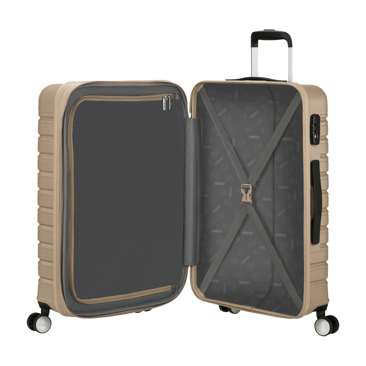 Organizzazione interna e scomparti di American Tourister Flashline Trolley (4 Ruote) - Ivory Gold