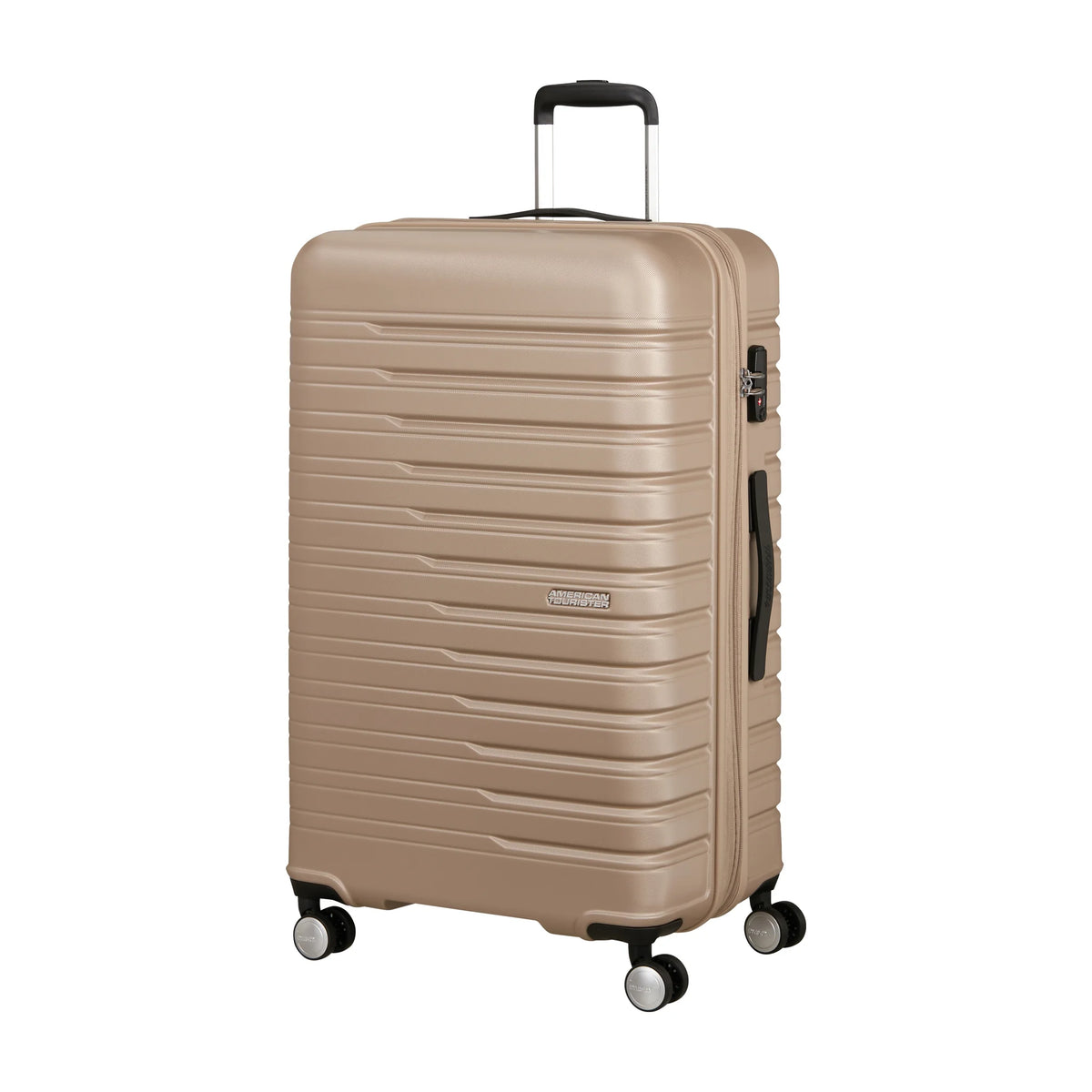 Vista di tre quarti di American Tourister Flashline Trolley (4 Ruote) - Ivory Gold