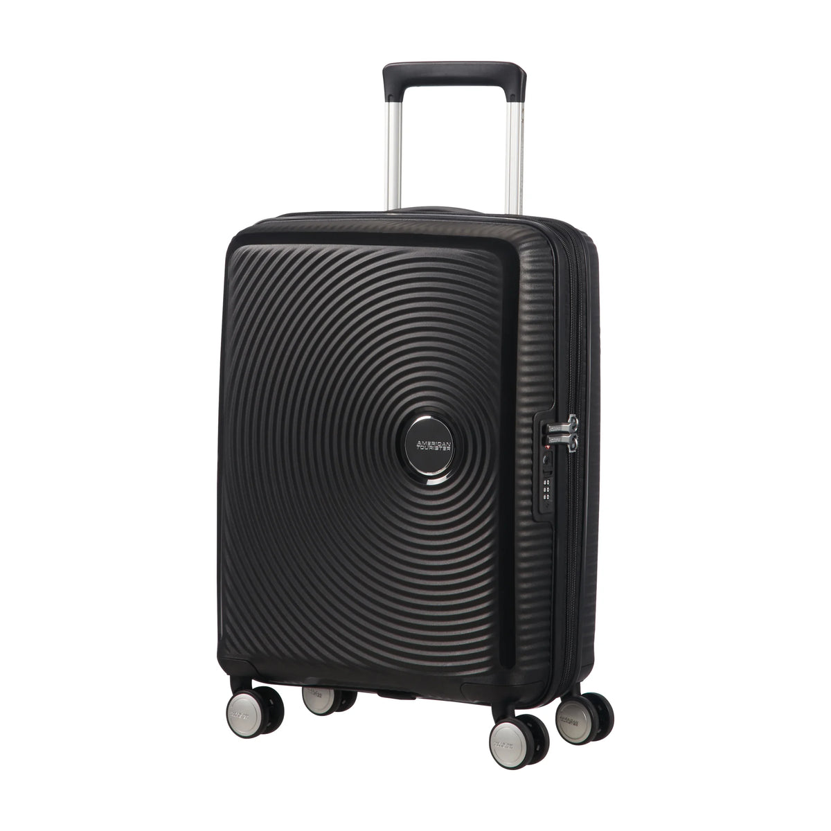 Vista di tre quarti di American Tourister Soundbox Trolley (4 Ruote) - Bass Black