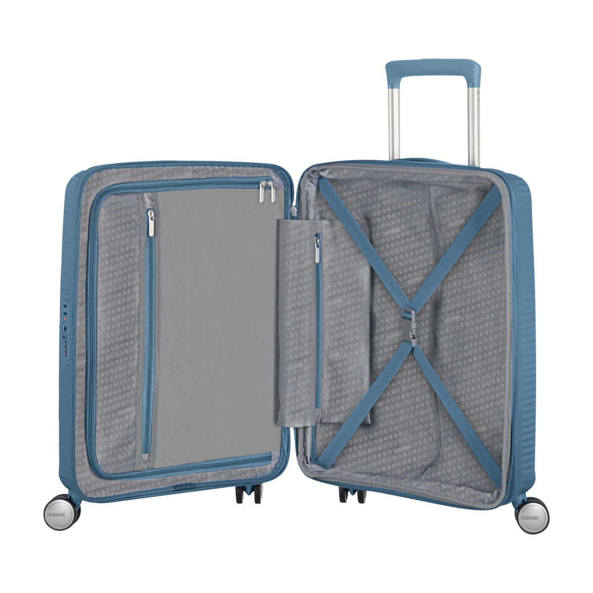 Organizzazione interna e scomparti di American Tourister Soundbox Trolley (4 Ruote) - Stone Blue