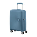 Vista di tre quarti di American Tourister Soundbox Trolley (4 Ruote) - Stone Blue