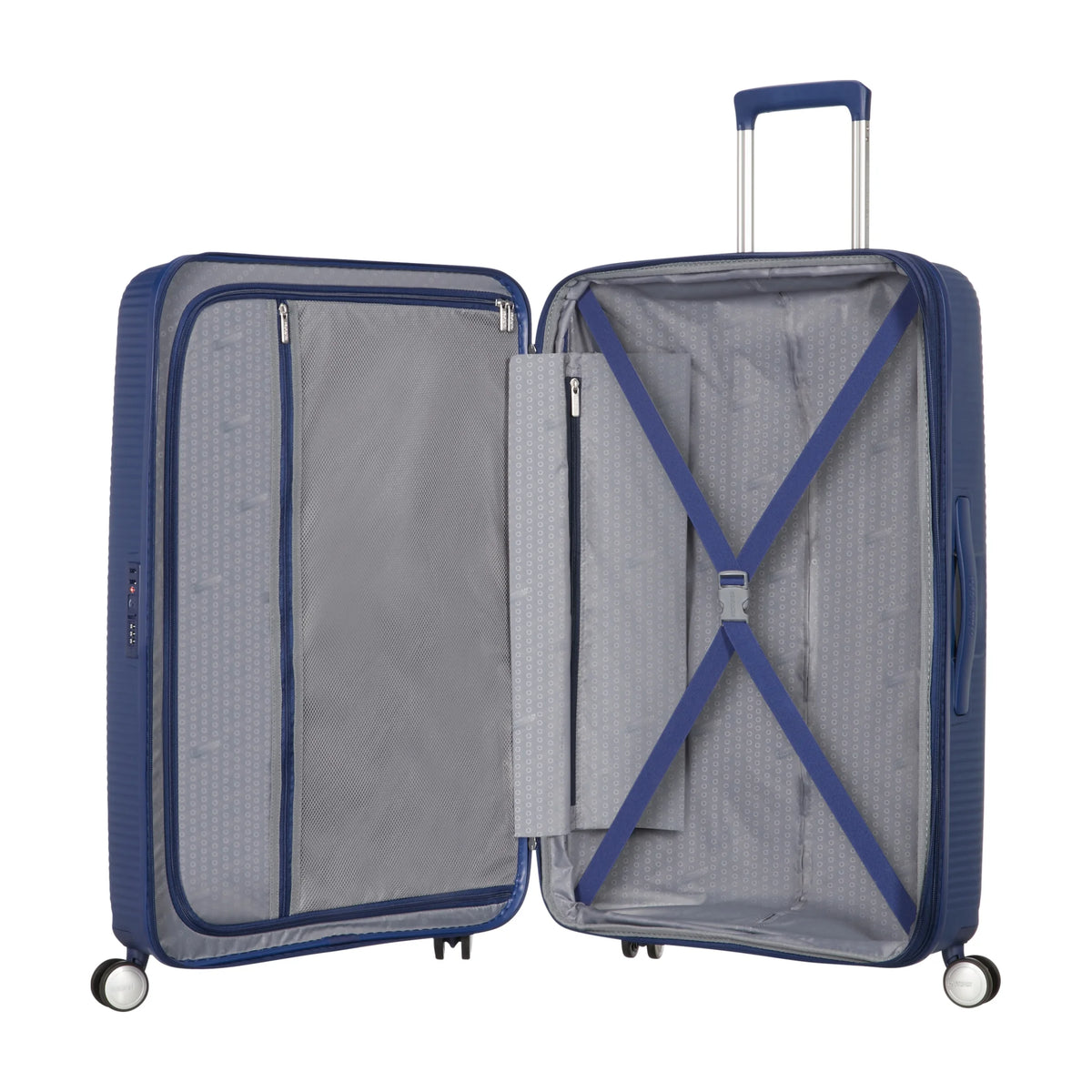 Organizzazione interna e scomparti di American Tourister Soundbox Trolley (4 Ruote) - Midnight Navy