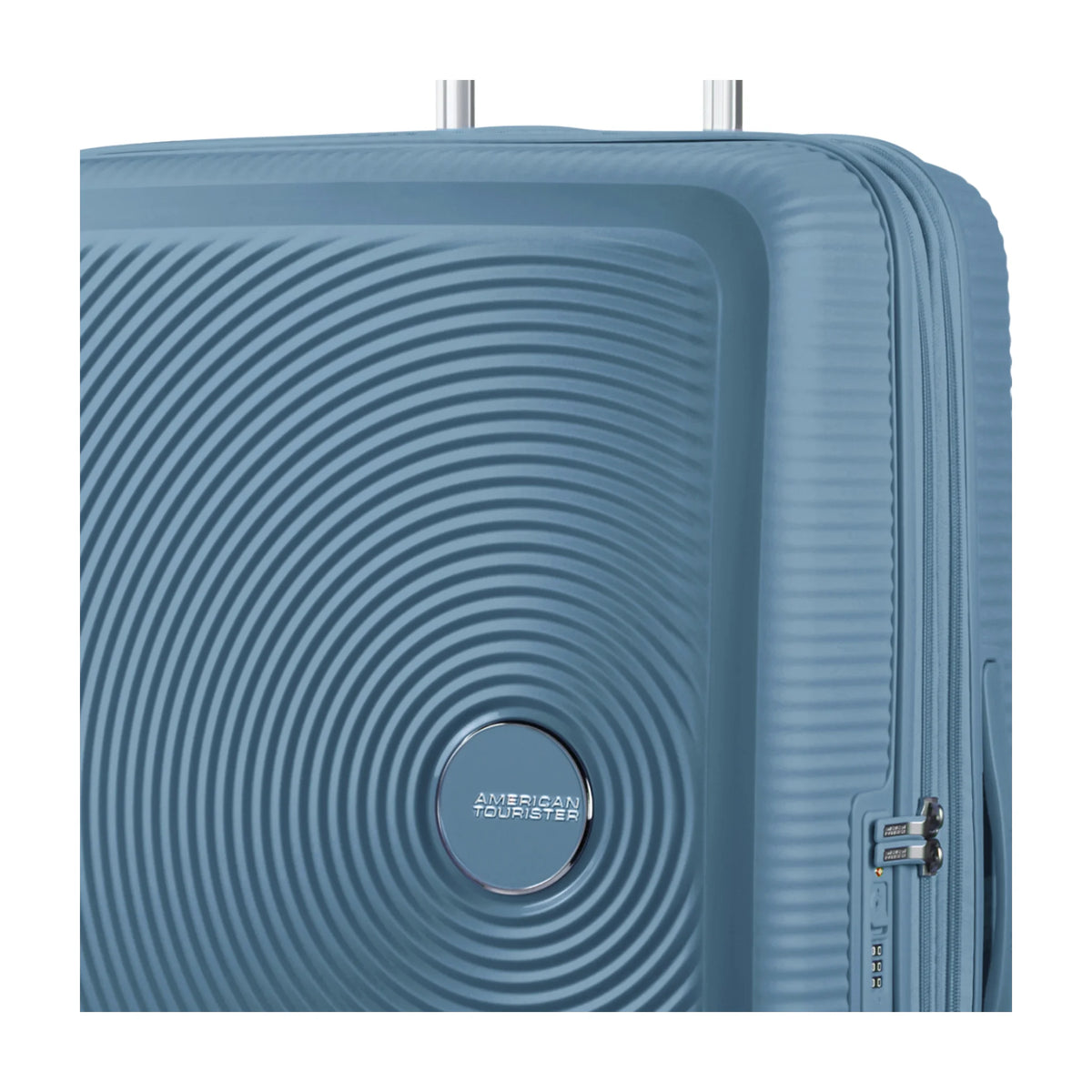 Dettaglio finiture e hardware di American Tourister Soundbox Trolley (4 Ruote) - Stone Blue