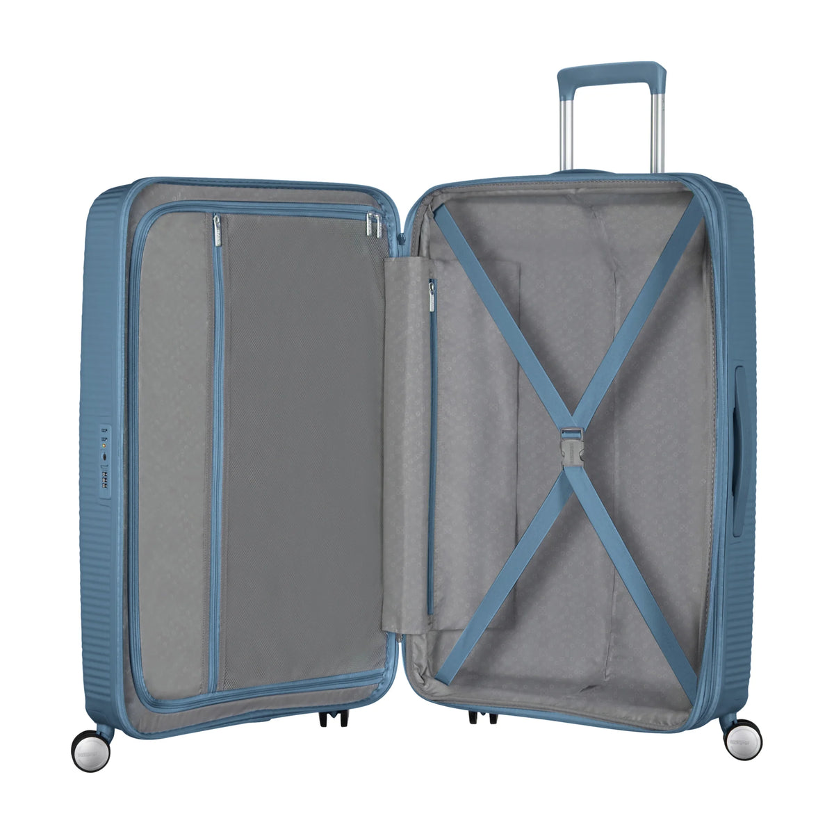 Organizzazione interna e scomparti di American Tourister Soundbox Trolley (4 Ruote) - Stone Blue