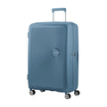 Vista di tre quarti di American Tourister Soundbox Trolley (4 Ruote) - Stone Blue