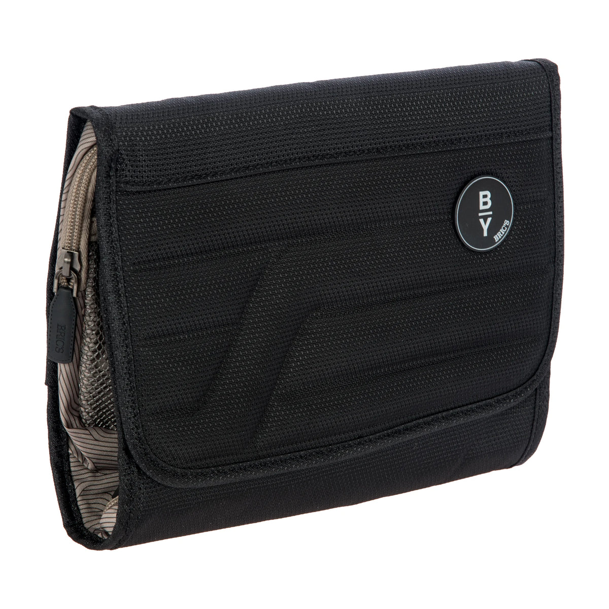 Vista di tre quarti di Bric's Ulisse B|Y Necessaire Tri-Fold In Tessuto Riciclato - Black