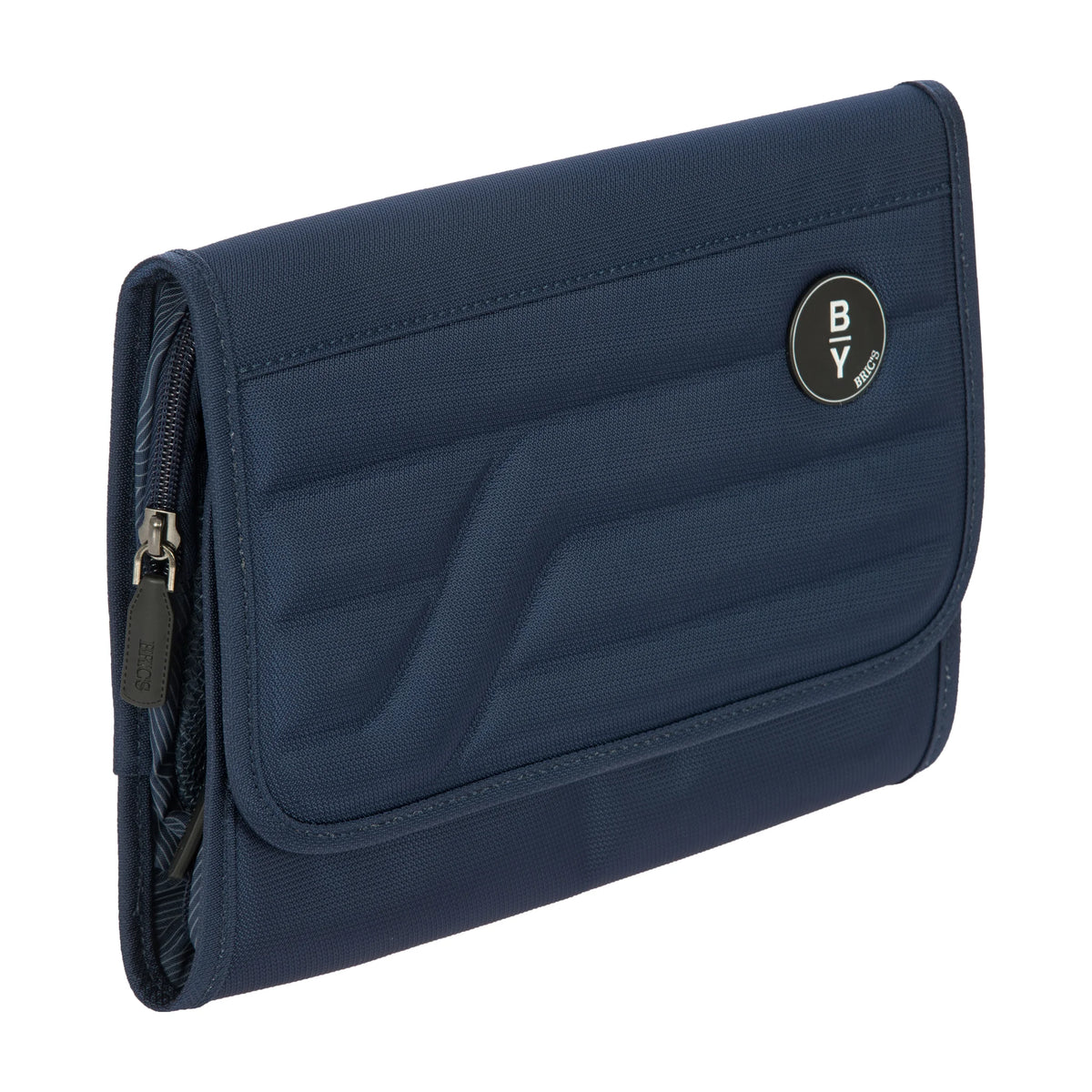 Vista di tre quarti di Bric's Ulisse B|Y Necessaire Tri-Fold In Tessuto Riciclato - Ocean Blue