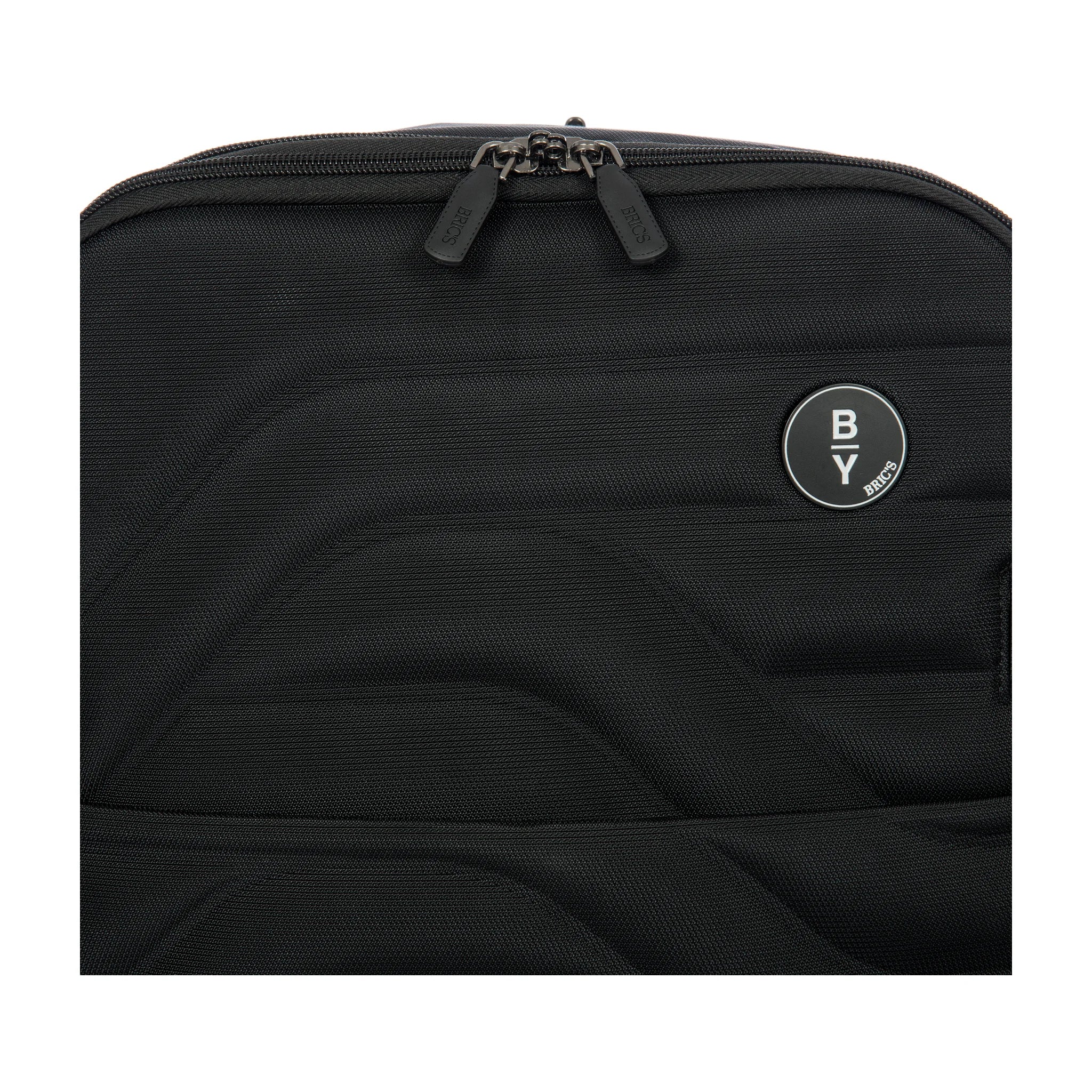 Dettaglio finiture e hardware di Bric's Ulisse B|Y Zaino Underseat Espandibile In Tessuto Riciclato - Black