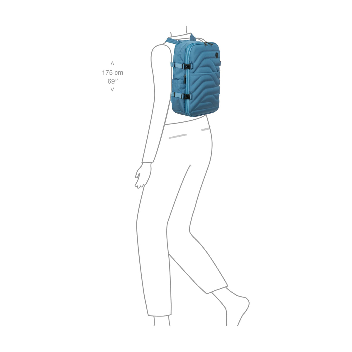 Proporzioni e vestibilità di Bric's Ulisse B|Y Zaino Underseat Espandibile In Tessuto Riciclato - Grey Blue