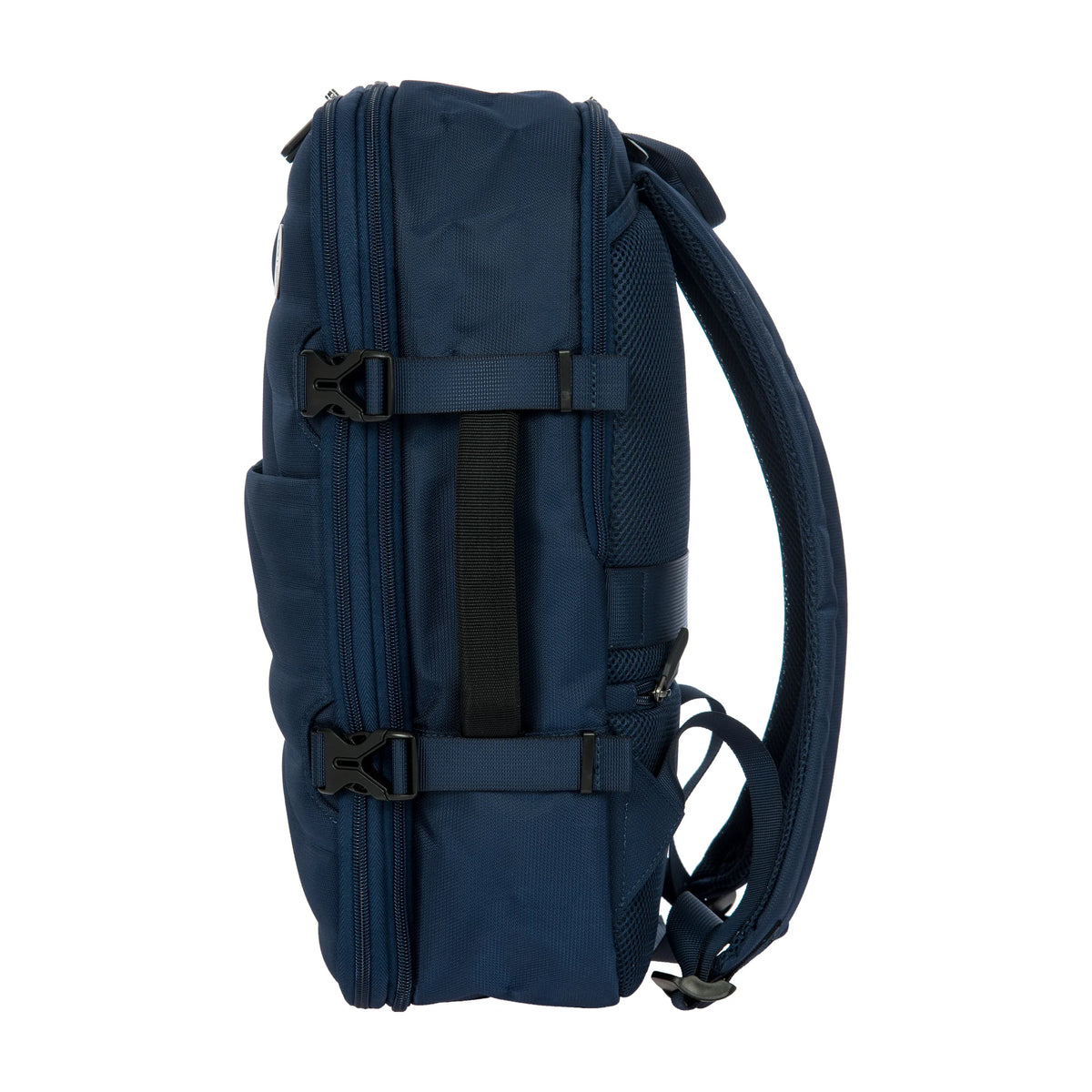 Dettaglio laterale e fondo di Bric's Ulisse B|Y Zaino Underseat Espandibile In Tessuto Riciclato - Ocean Blue