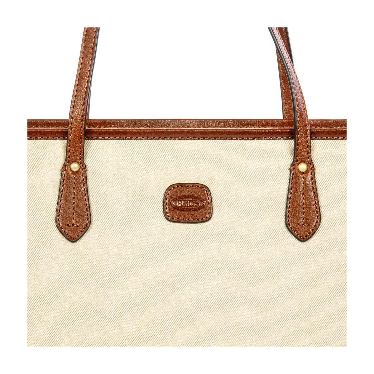 Dettaglio finiture e hardware di Bric's Volterra Trama Borsa Shopping Grande Volterra Trama - Cappuccino