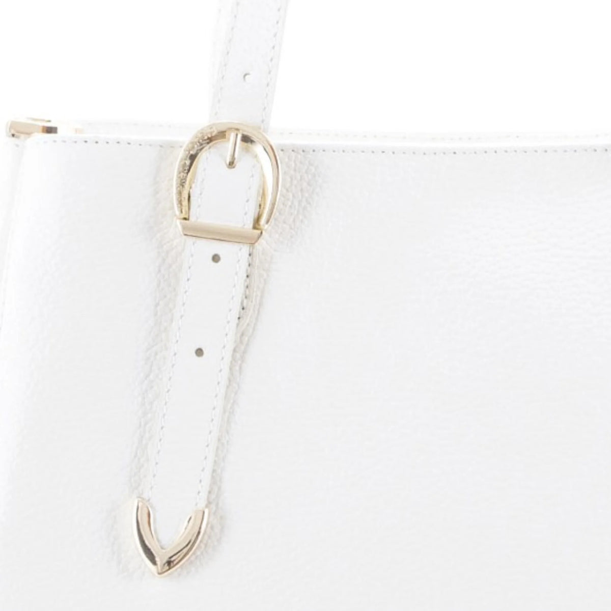 Dettaglio finiture e hardware di Pelletteria Veneta Shopper 3 Scomparti - Bianco