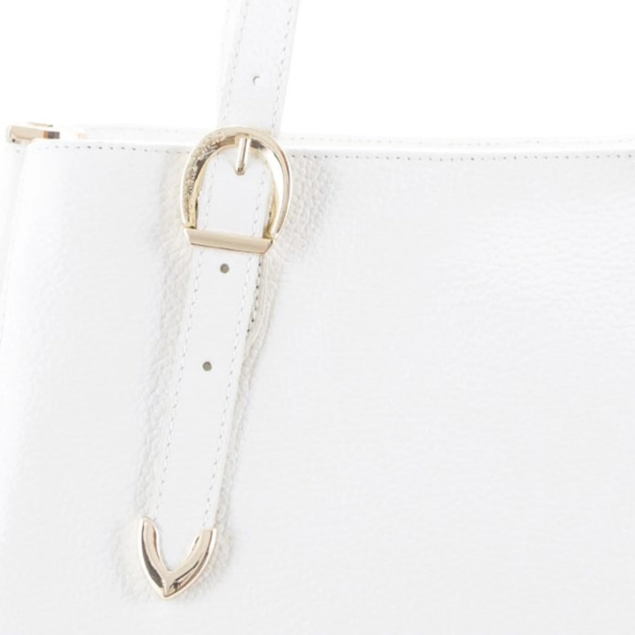 Dettaglio finiture e hardware di Pelletteria Veneta Shopper 3 Scomparti - Bianco