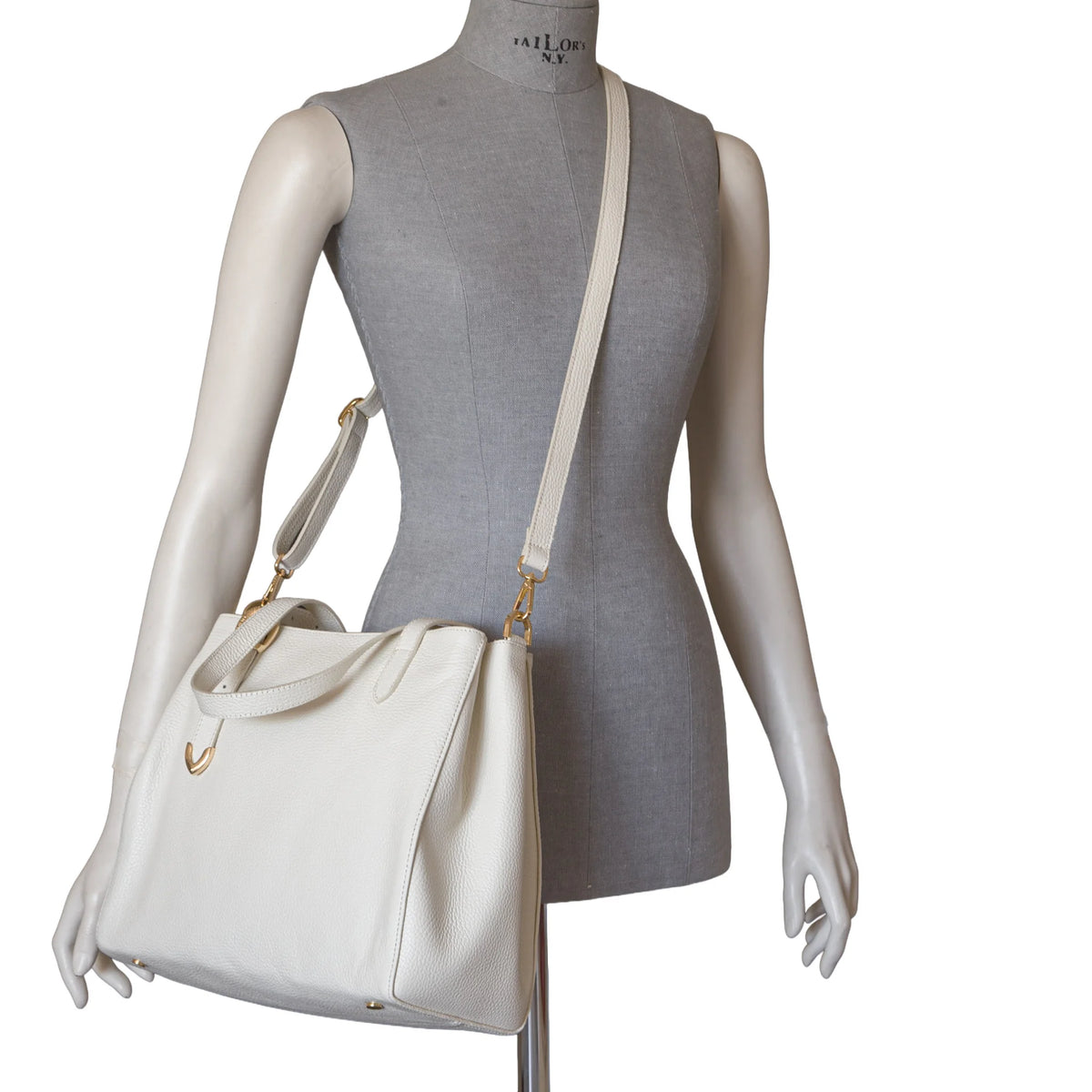 Proporzioni e vestibilità di Pelletteria Veneta Shopper 3 Scomparti - Bianco