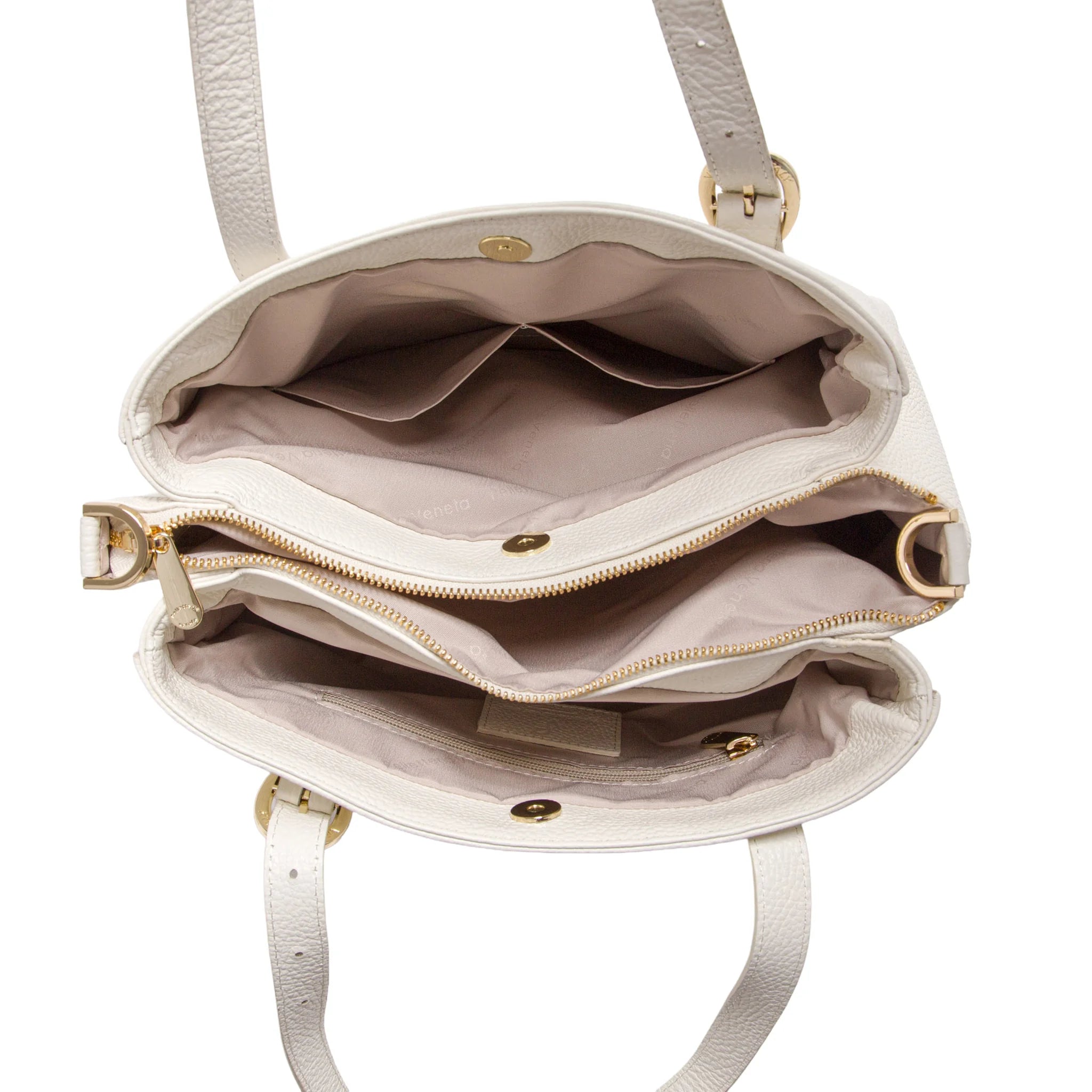 Organizzazione interna e scomparti di Pelletteria Veneta Shopper 3 Scomparti - Bianco