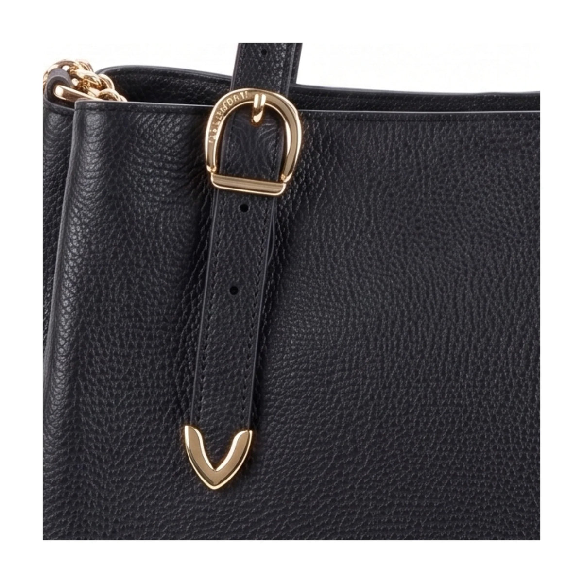 Dettaglio finiture e hardware di Pelletteria Veneta Shopper 3 Scomparti - Nero