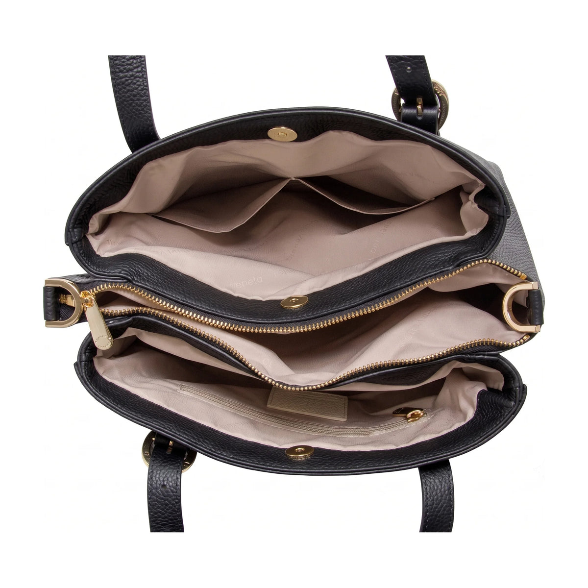 Organizzazione interna e scomparti di Pelletteria Veneta Shopper 3 Scomparti - Nero