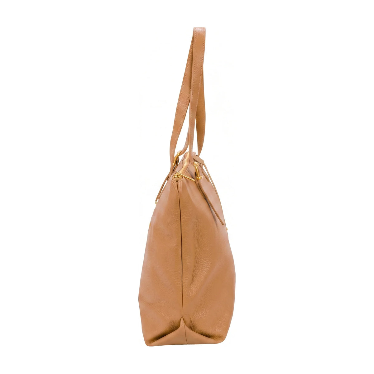 Dettaglio laterale e fondo di Pelletteria Veneta Shopper - Cuoio
