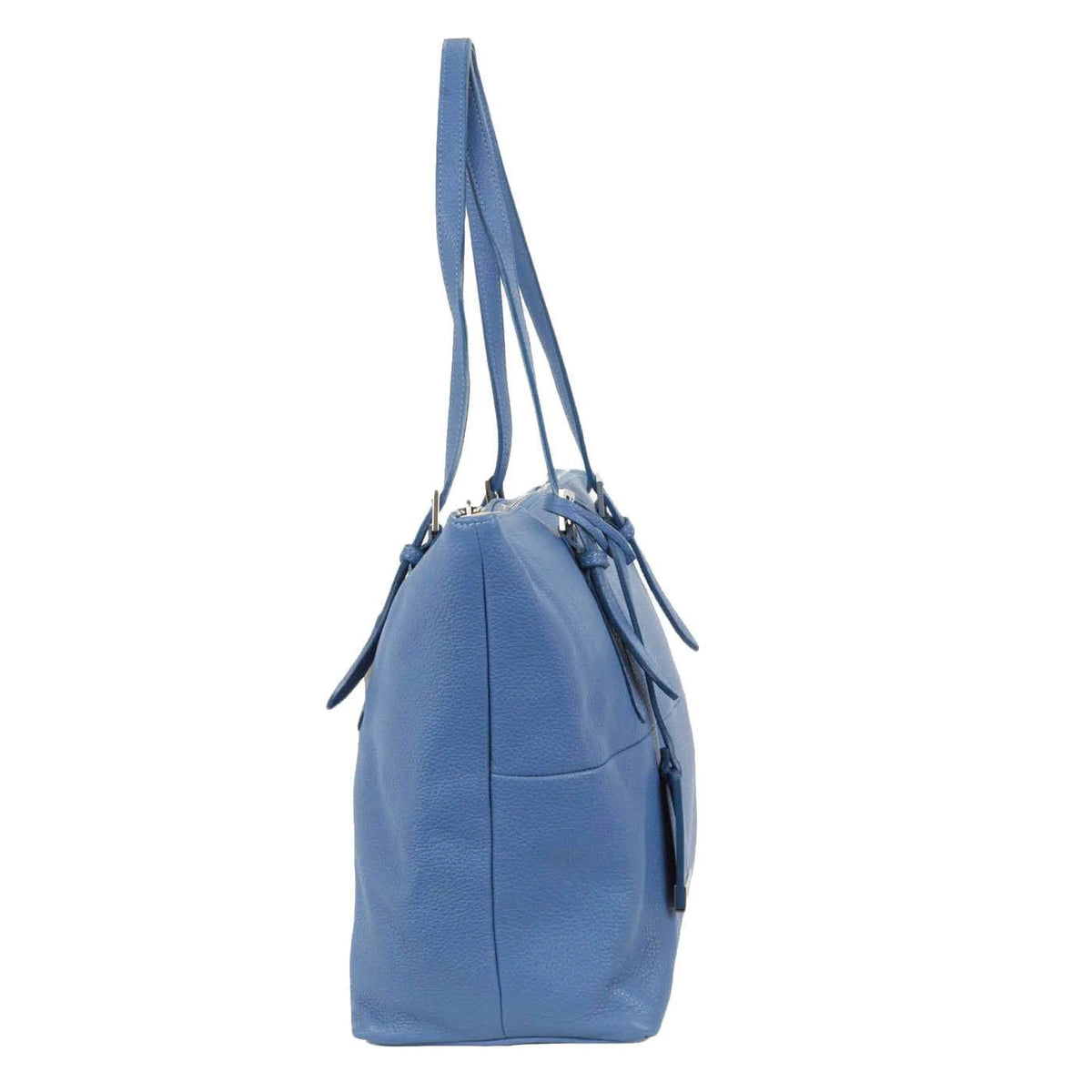 Dettaglio laterale e fondo di Pelletteria Veneta Shopping Bag - Blu