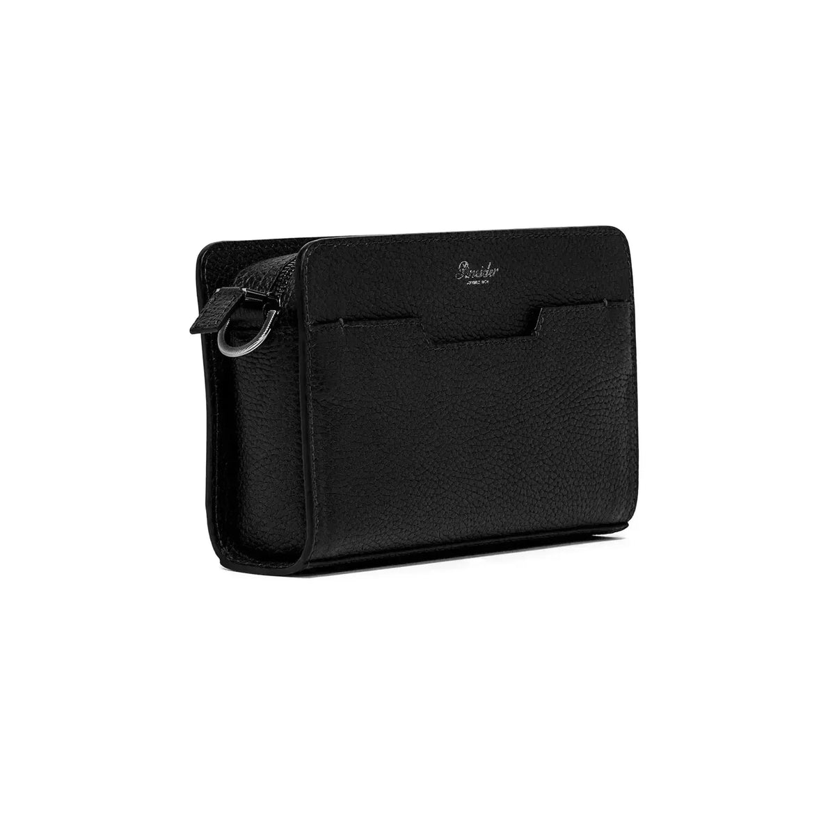 Vista di tre quarti di Pineider Bottalato Crossbody Odette Collezione Bottalato - Nero