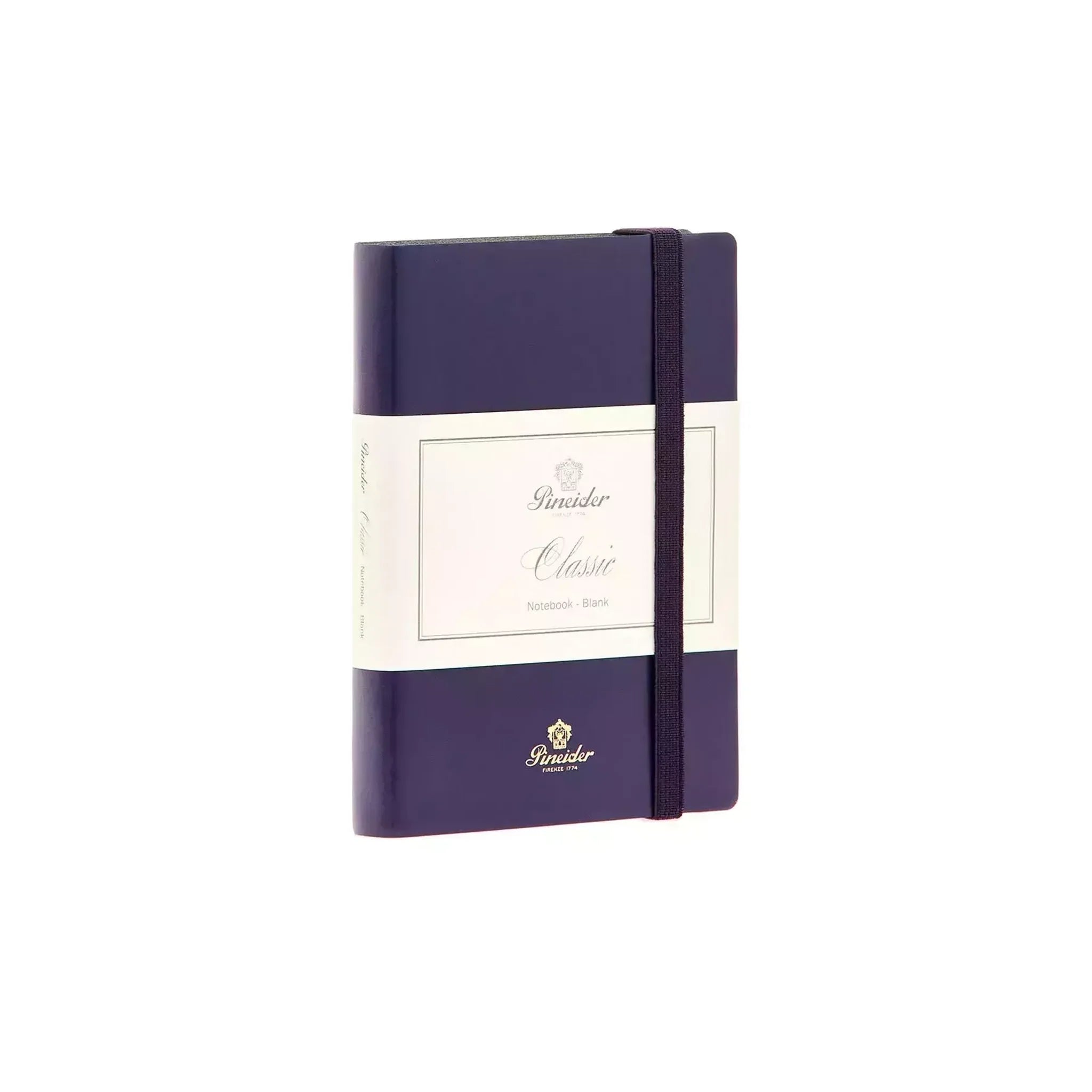 Vista di tre quarti di Pineider Classic Notebook Classic Senza Righe - Bluette