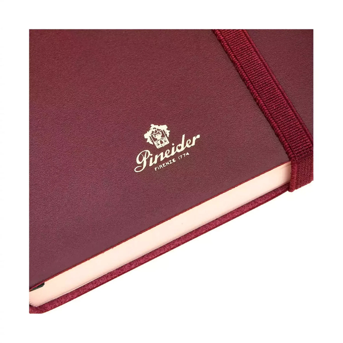 Dettaglio finiture e hardware di Pineider Classic Notebook Classic Senza Righe - Bordeaux