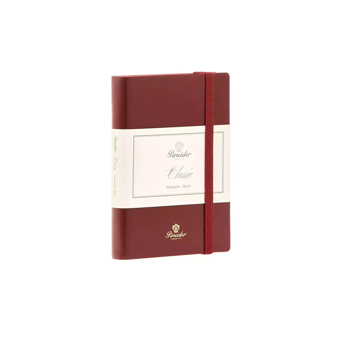 Vista di tre quarti di Pineider Classic Notebook Classic Senza Righe - Bordeaux