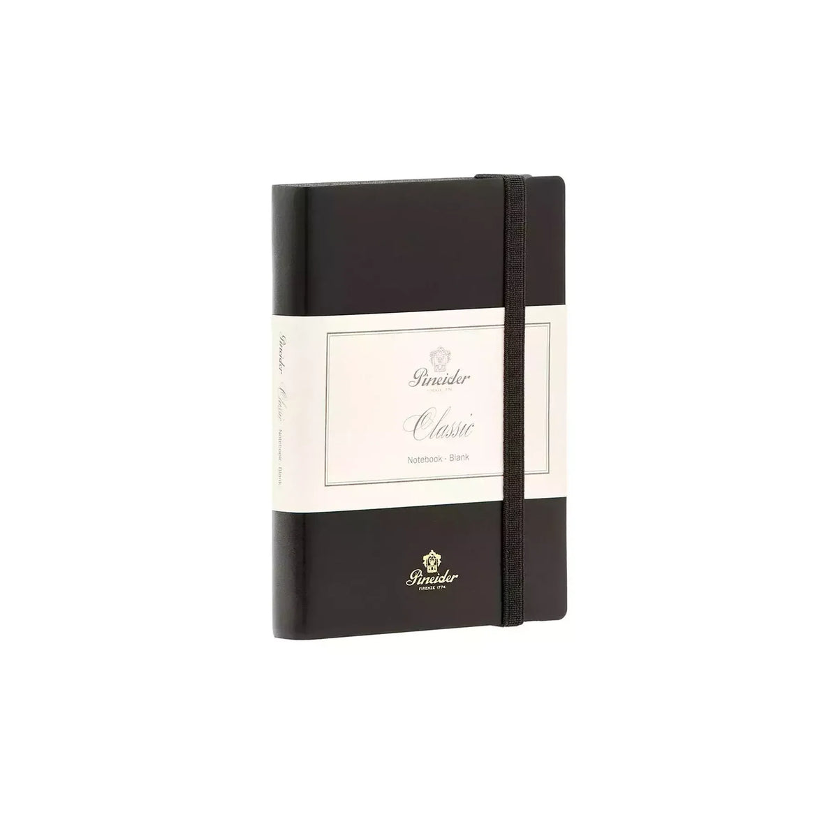 Vista di tre quarti di Pineider Classic Notebook Classic Senza Righe - Nero