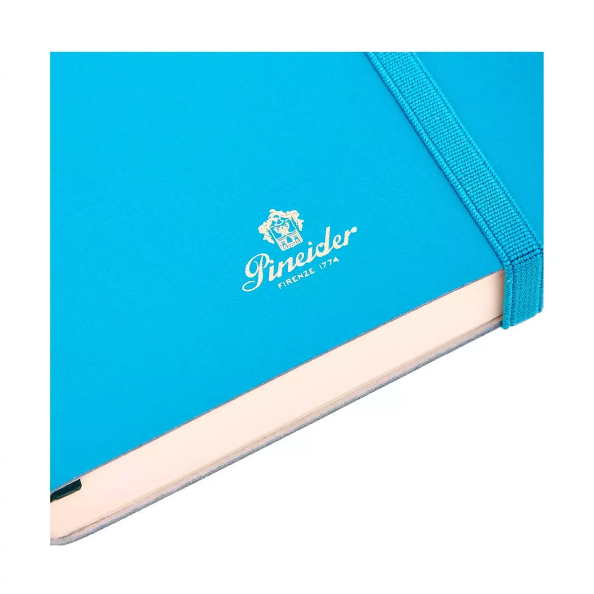 Dettaglio finiture e hardware di Pineider Classic Notebook Classic Senza Righe - Turchese