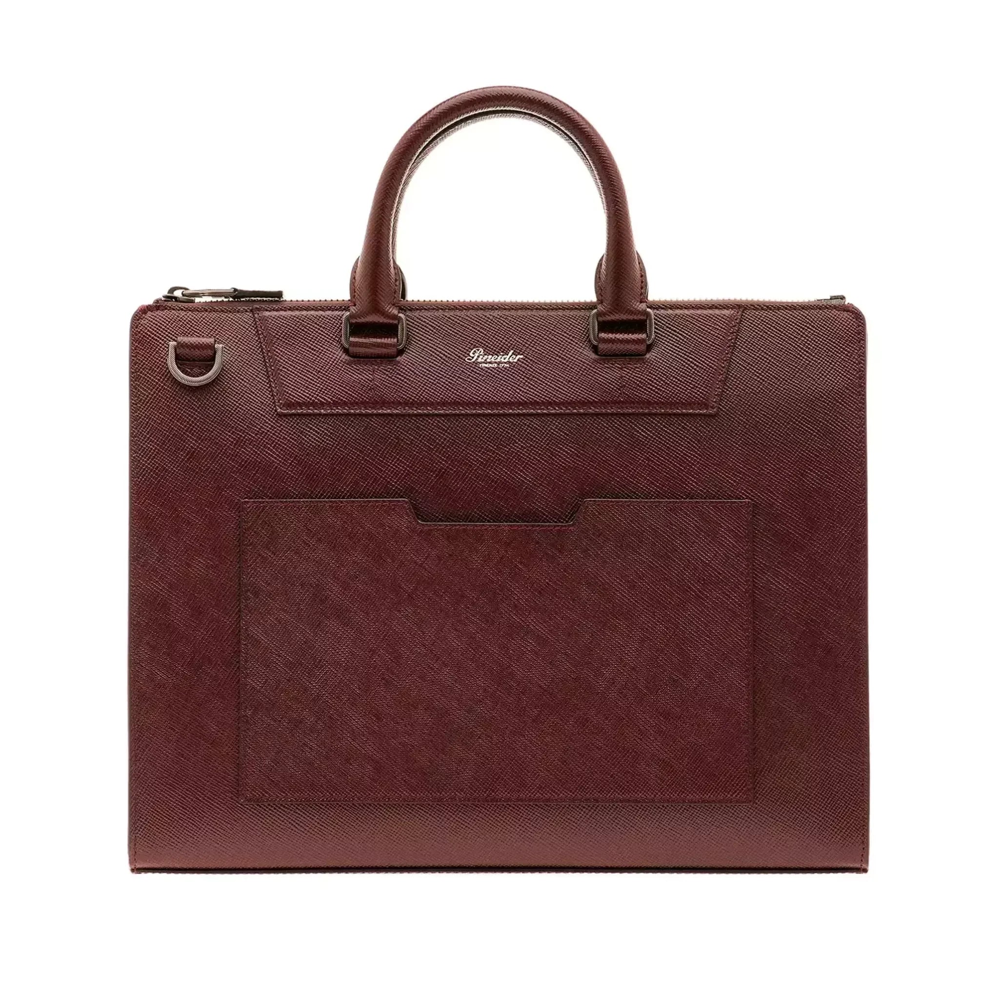 Vista principale di Pineider Mini Franzi Slim Briefcase In Mini Franzi - Rum