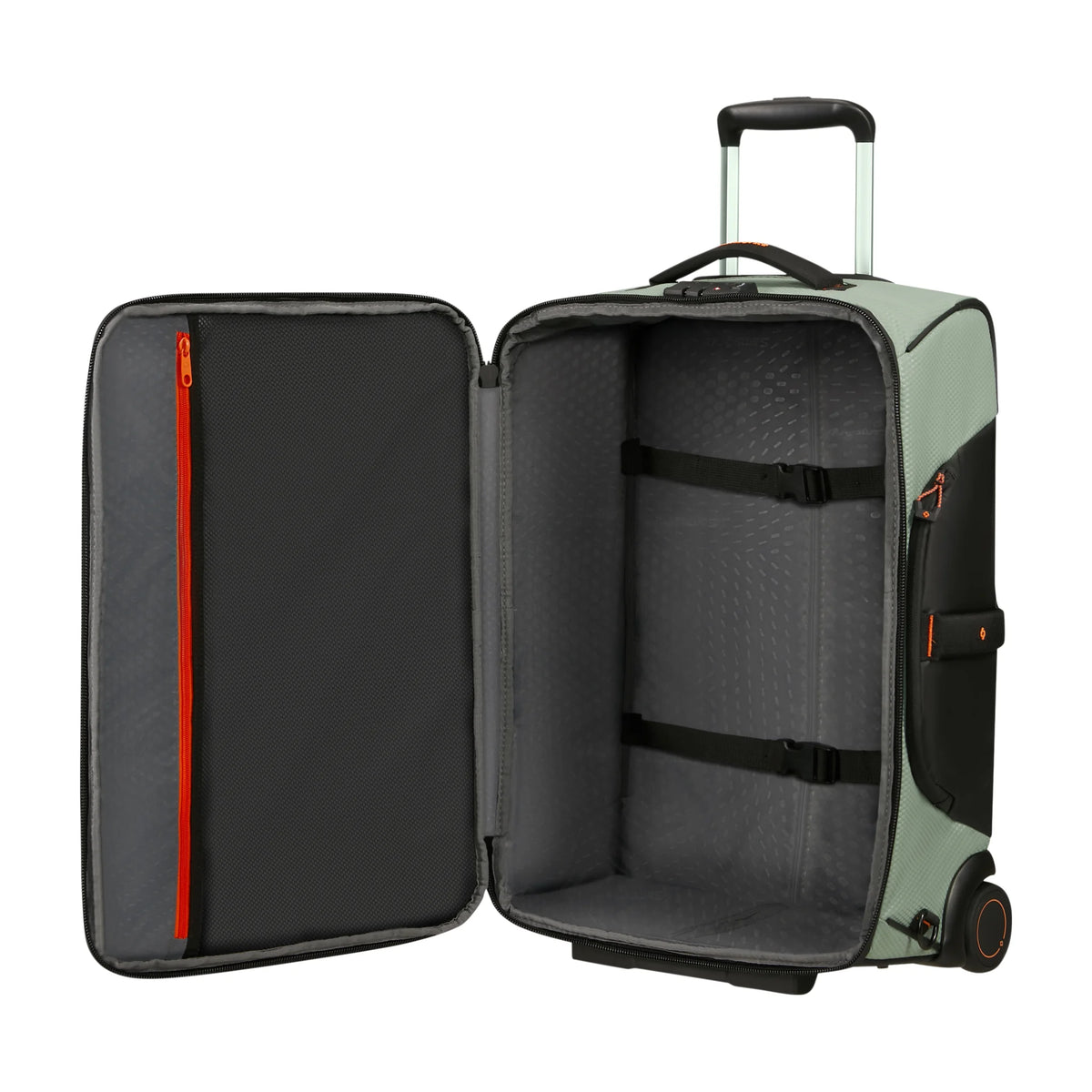 Organizzazione interna e scomparti di Samsonite Ecodiver Borsone Con Ruote Bagaglio A Mano - Light Sage
