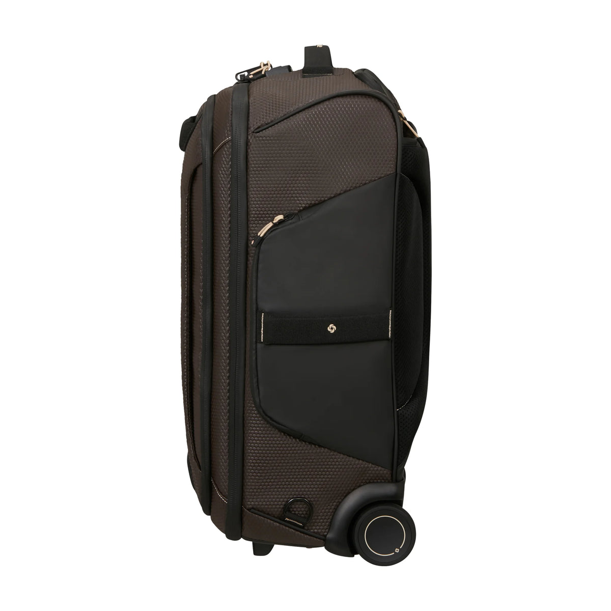 Dettaglio laterale e fondo di Samsonite Ecodiver Borsone Con Ruote Bagaglio A Mano - Coffee Bean