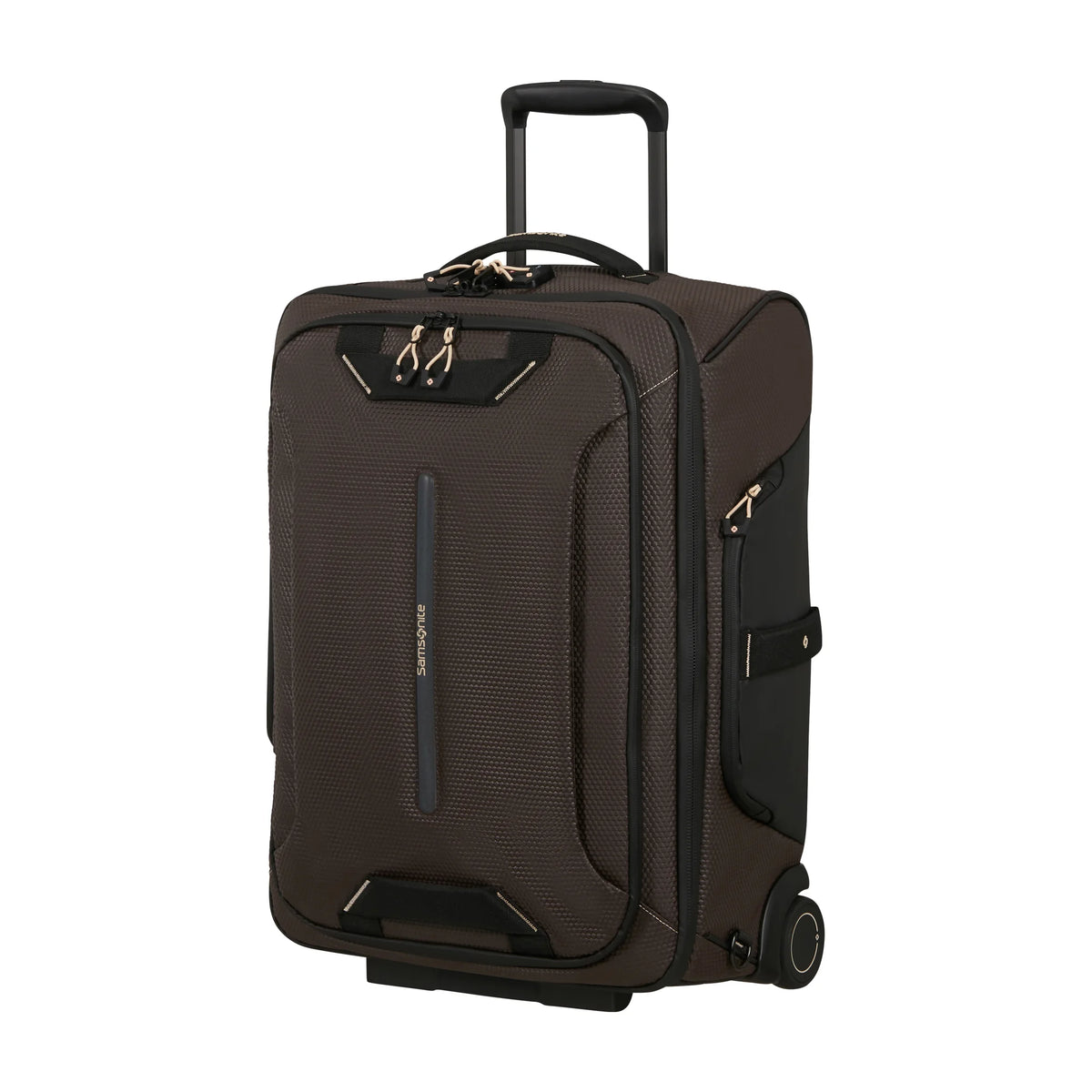 Vista di tre quarti di Samsonite Ecodiver Borsone Con Ruote Bagaglio A Mano - Coffee Bean