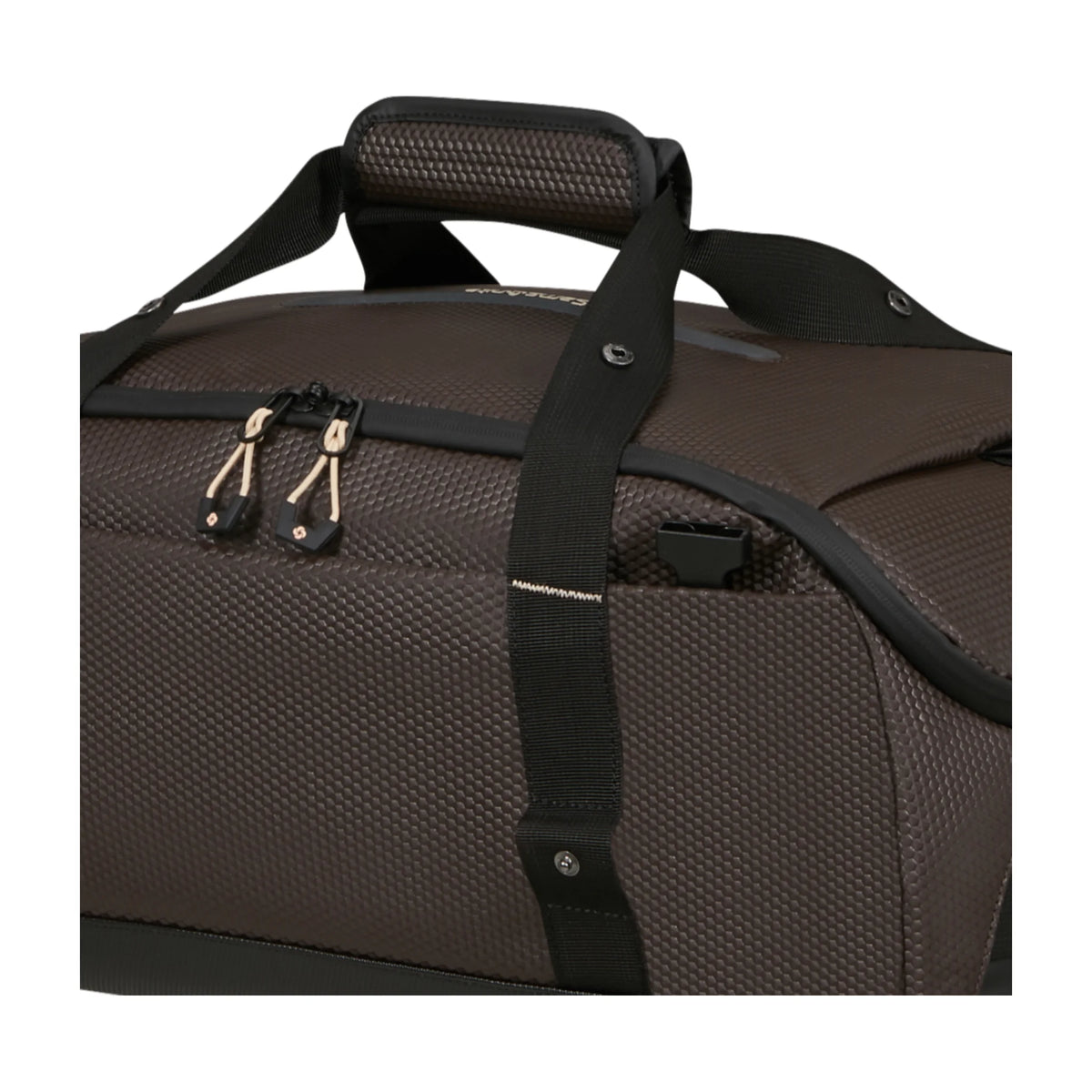 Dettaglio finiture e hardware di Samsonite Ecodiver Borsone Da Viaggio - Coffee Bean