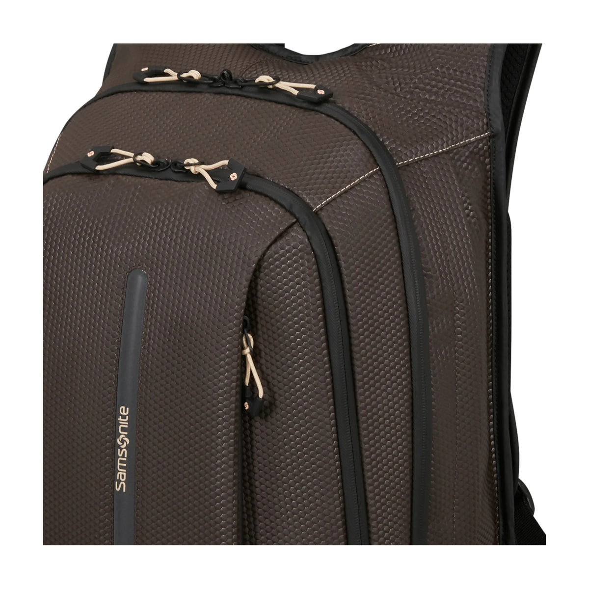 Dettaglio finiture e hardware di Samsonite Ecodiver Zaino Business - Coffee Bean