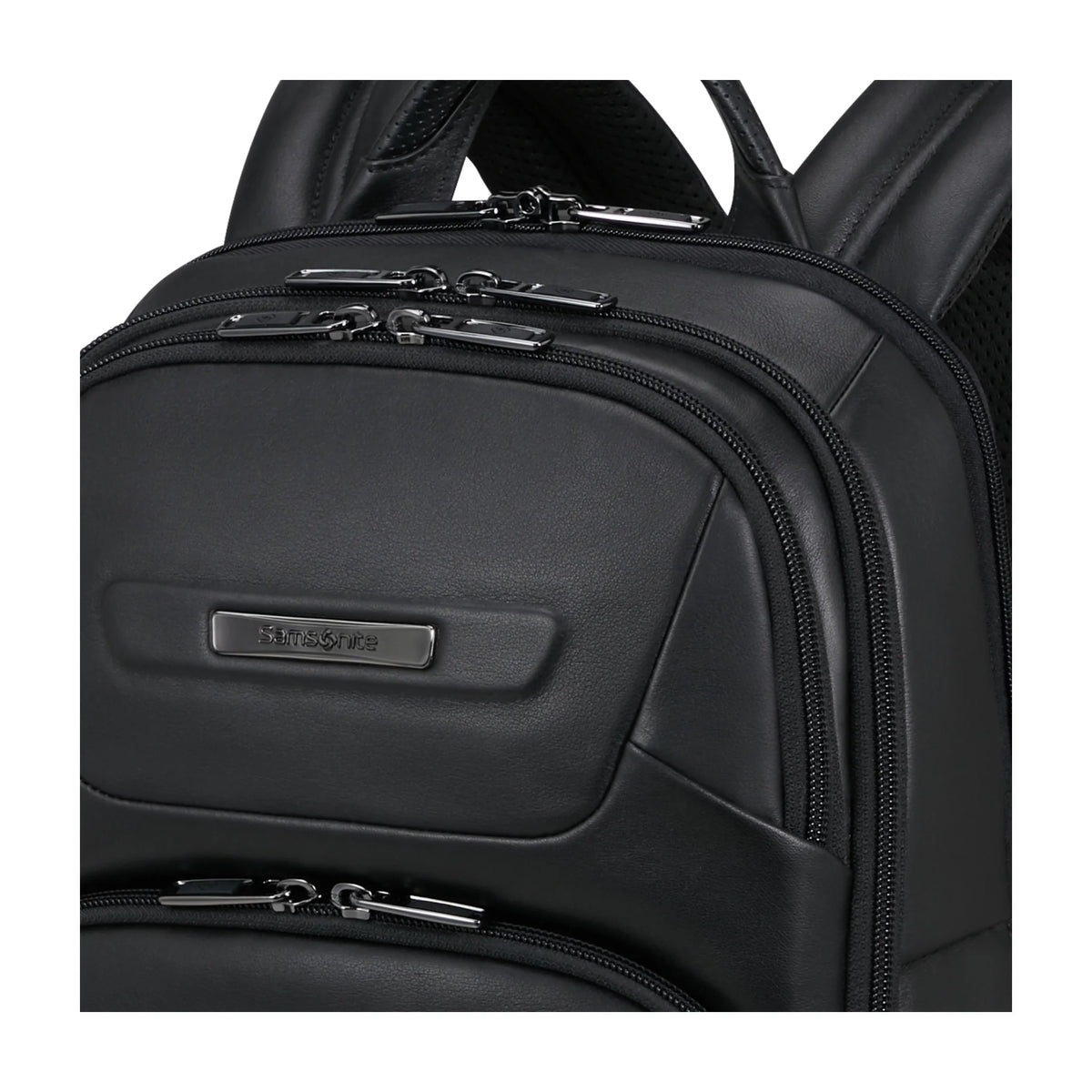 Dettaglio finiture e hardware di Samsonite Pro-Dlx 6 Leather Zaino - Nero